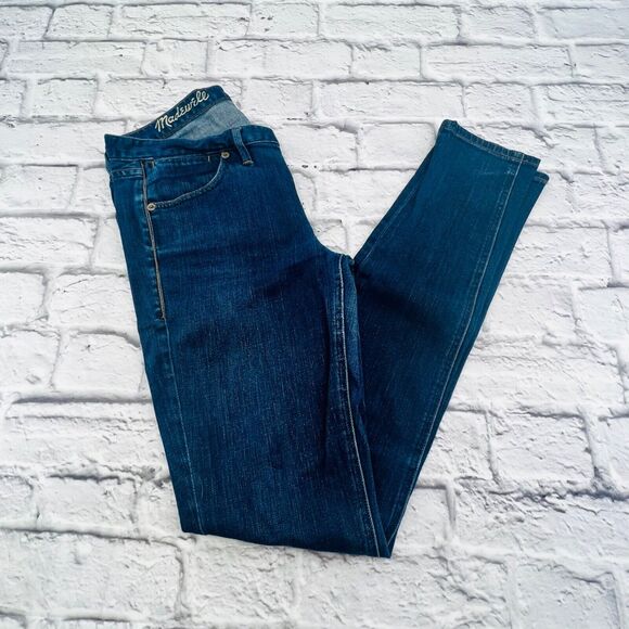 Madewell Skinny Skinny Jeans Size 28x32 Dark Wash Mid Rise Stretch‎ Denim - Picture 1 of 10